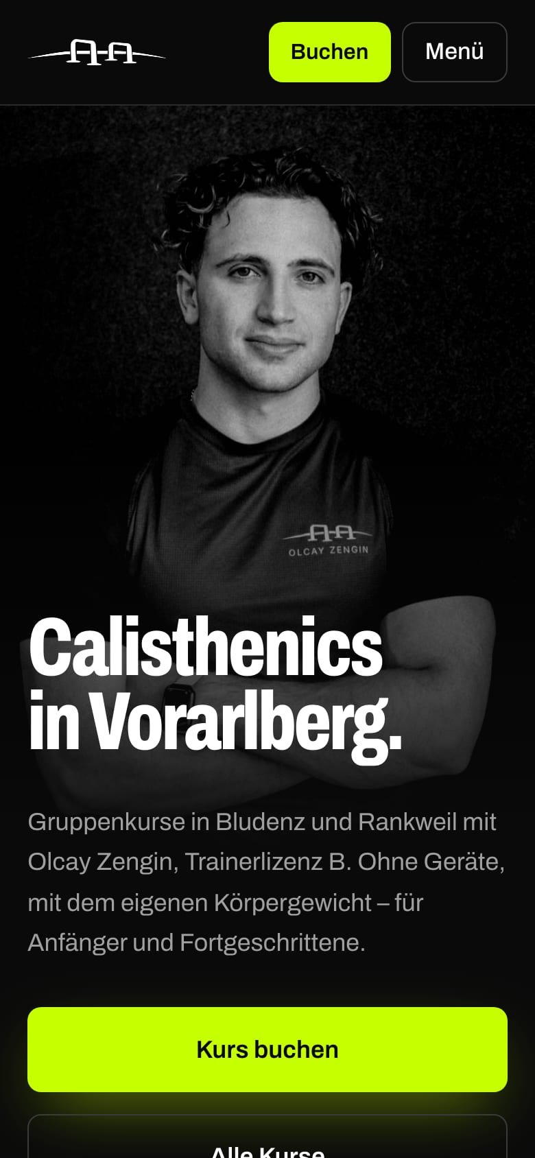 Startseite von OZ Calisthenics am Handy